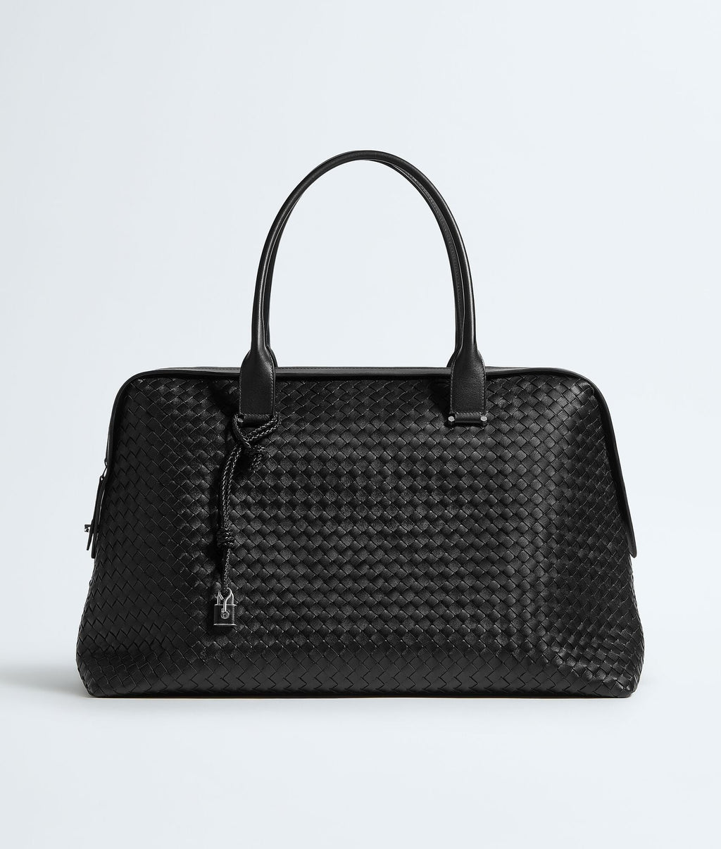 Louzir Black Woven Nappa Leather Weekender Bag