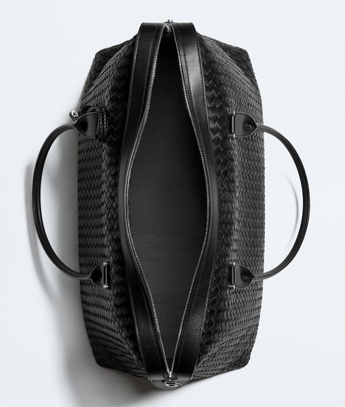 Louzir Black Woven Nappa Leather Weekender Bag