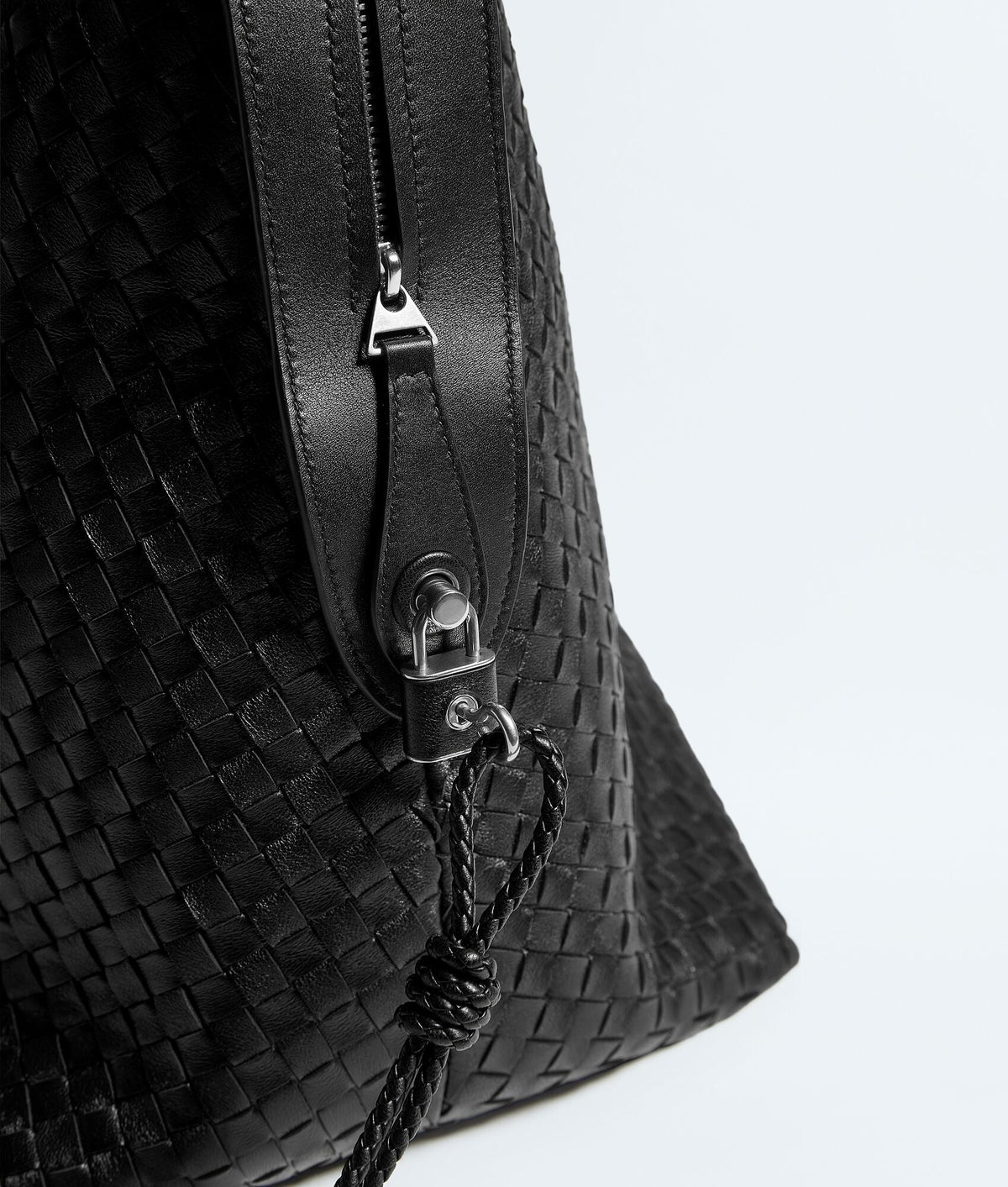 Louzir Black Woven Nappa Leather Weekender Bag