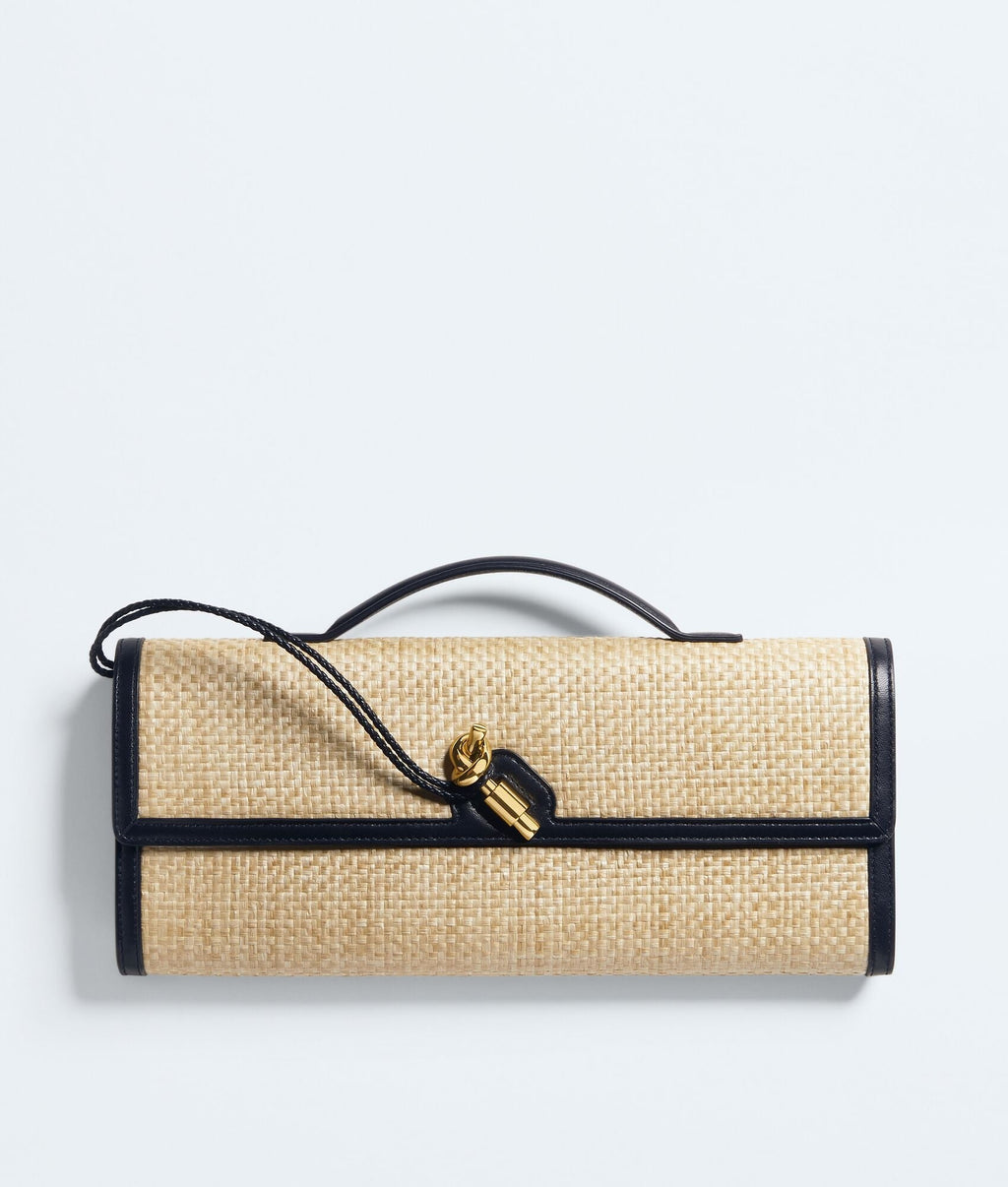 Louzir Women's Natural Raffia Leather Trim Clutch Bag
