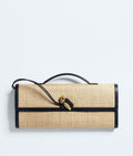 Louzir Women's Natural Raffia Leather Trim Clutch Bag