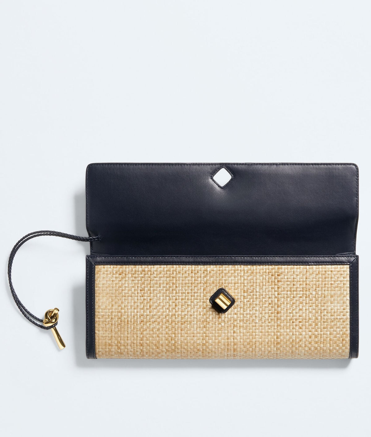 Louzir Women's Natural Raffia Leather Trim Clutch Bag