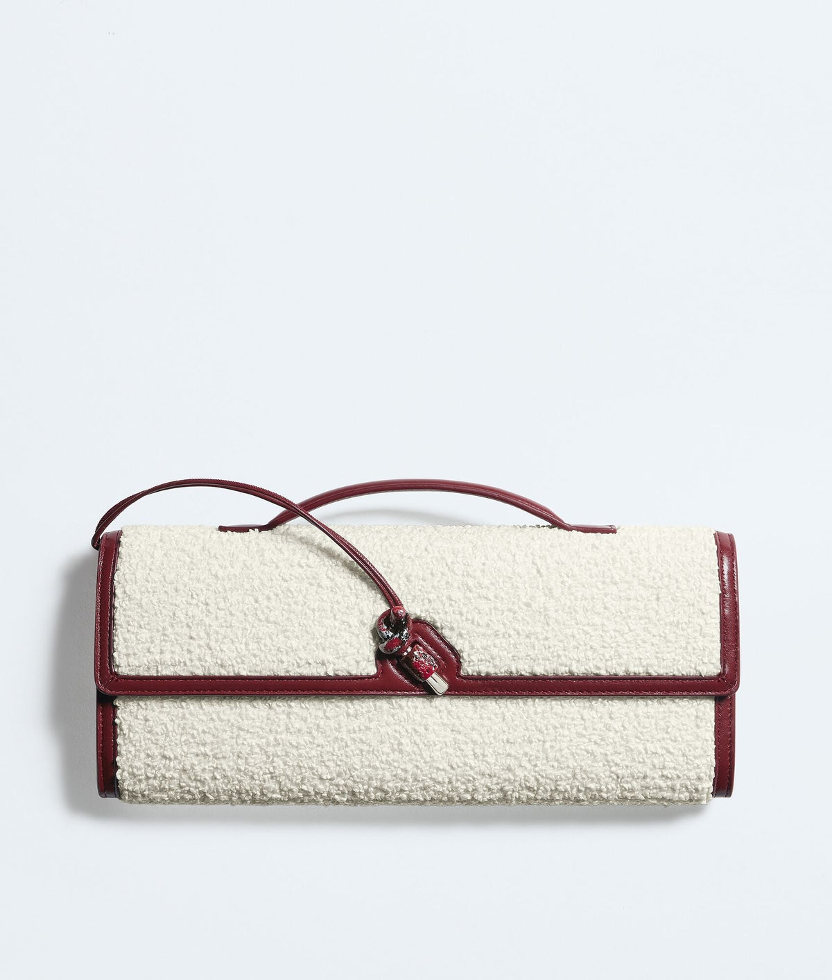 Louzir Women's White Curly Raffia Leather Trim Clutch Bag