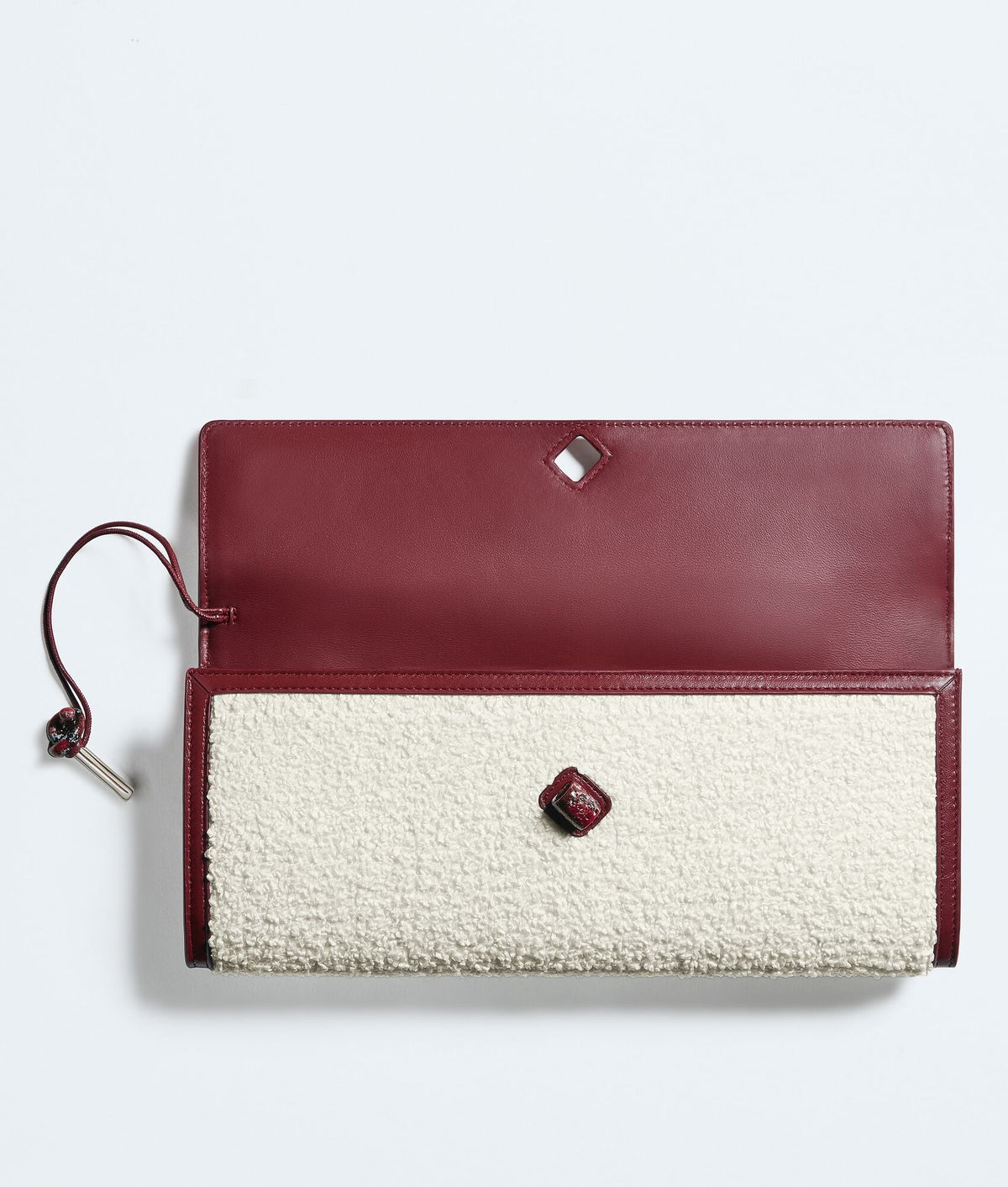 Louzir Women's White Curly Raffia Leather Trim Clutch Bag