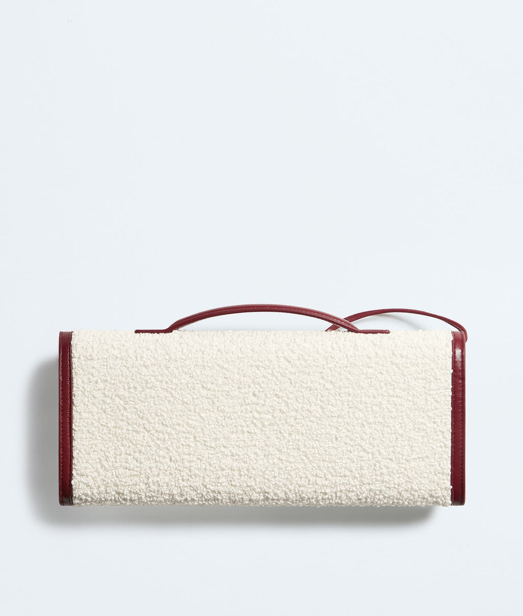 Louzir Women's White Curly Raffia Leather Trim Clutch Bag